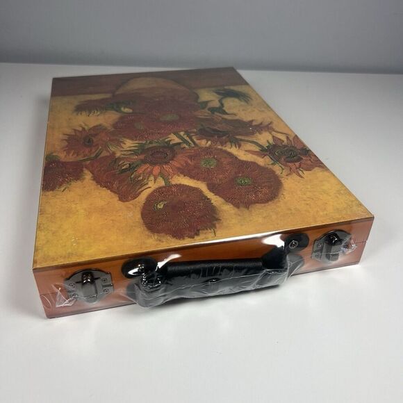 Beautiful Jordon Mark Vincent Van Gogh's Sunflowers Wood Art Set Case Carrying - Picture 2 of 7